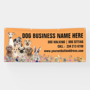 Banderoles Chiots orange floraux botaniques garde de chien
