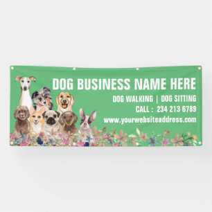 Banderoles Chiots verts Floral Botanique Chien Grooming