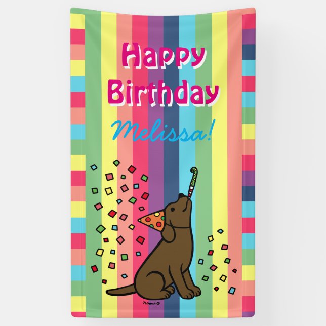 Banderoles Chocolat Labrador fête d'anniversaire Confetti (Vertical)