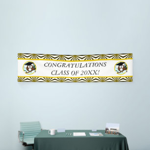 Banderoles Chouette de graduation en dessin mignonne avec Cas