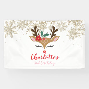 Banderoles Christmas Reindeer Anniversaire Gold Snowflakes