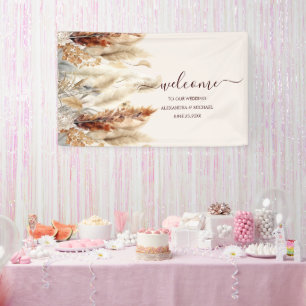 Banderoles Chute Burange Aquarelle Orange Pampas Grass Mariag