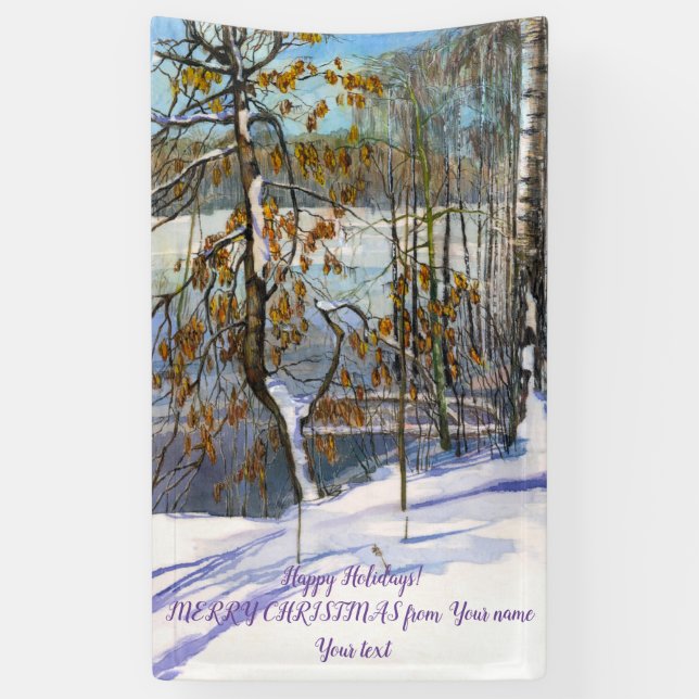 Banderoles Chute de neige aquarelle peinture (Vertical)