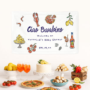 Banderoles Ciao Bambino Baby Shower Méditerranéen Italien