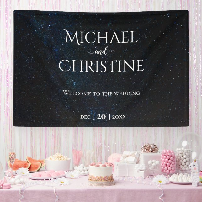 Banderoles Ciel nocturne mariage sous les étoiles (Fête)