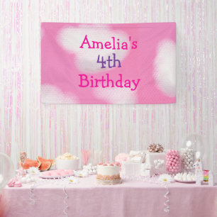 Banderoles Ciel rose et nuages moelleux Anniversaire personna