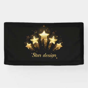 Banderoles Cinq étoiles d'or en noir