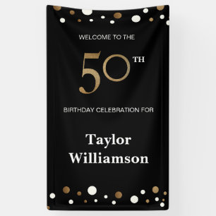 Banderoles Cinquantième or personnalisé d'anniversaire et