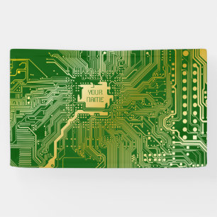 Banderoles Circuit Monogramme Motherboard Electronics Chip Te