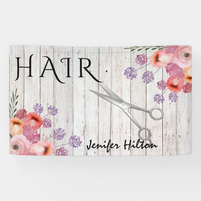 Banderoles Ciseaux floraux en bois de glam (Horizontal)