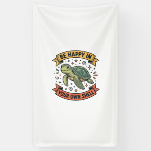 Banderoles Citation de Tortue Heureuse Dessin de Gravure Vint