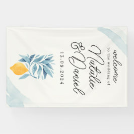 Banderoles Citron aux feuilles bleues, illustration botanique