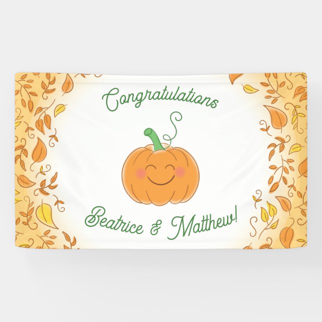 Banderoles Citrouille Baby shower mignon automne (Horizontal)