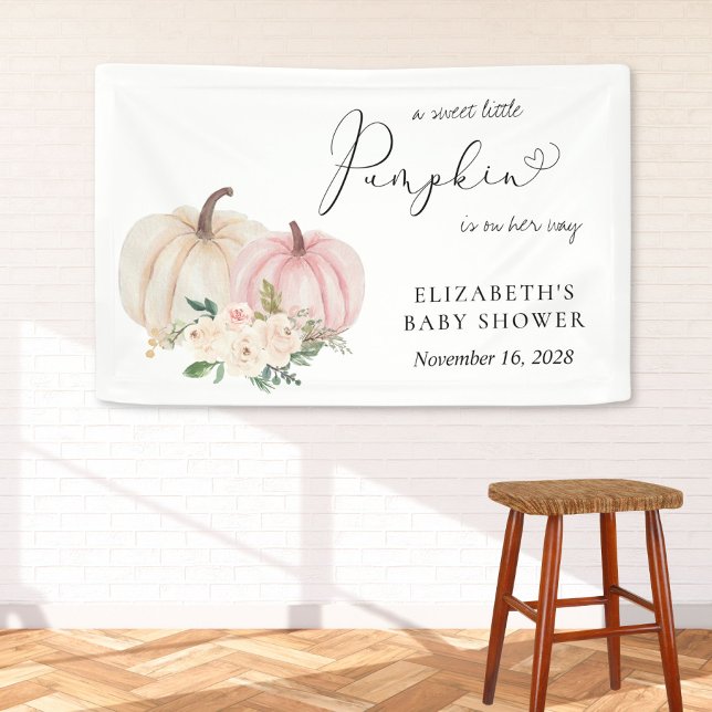 Banderoles Citrouille rose Baby shower Floral Accueil (Créateur téléchargé)