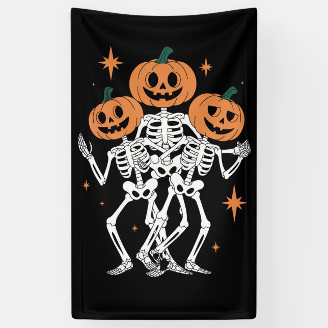 Banderoles Citrouille Skeleton Halloween Citrouille saison Éf (Vertical)