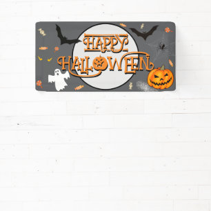 Banderoles citrouilles éffrayants d'Halloween, chauves-souris