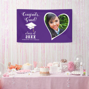 Banderoles Classe 2025 Grad Photo Purple White Graduation