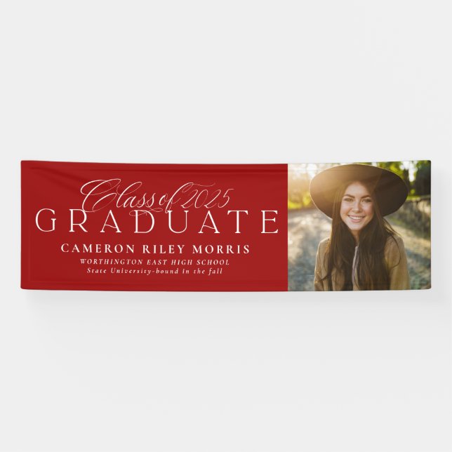 Banderoles Classe classique élégante de 2025 photo de graduat (Horizontal)
