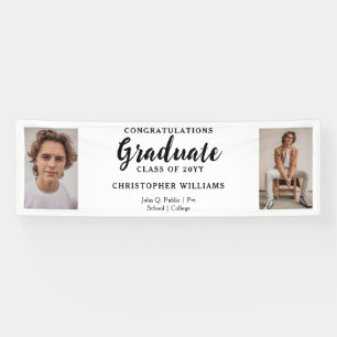 Banderoles Classe Classy de 2023 Script Text 2 Photo - Blanc