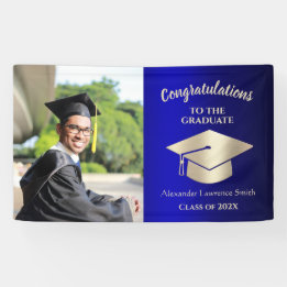 Banderoles Classe de 2022 Félicitations Diplômé Blue Gold