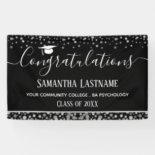 Banderoles Classe de 2022 Graduation Argent Confetti bannièr