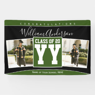 Banderoles Classe de 2023 Forest Green Black Graduation Photo