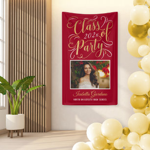 Banderoles Classe de 2024 Red Gold Graduation Party Photo