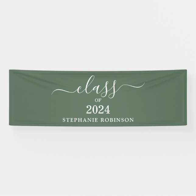 Banderoles Classe de 2024 Sage Green Graduation Simple (Horizontal)