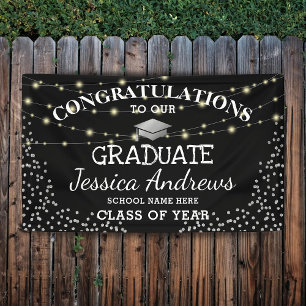 Banderoles Classe de Black & Sliver Stylish de 2025 Graduatio