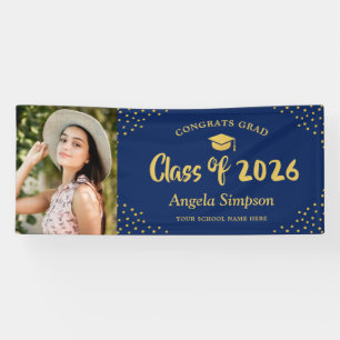 Banderoles Classe de Blue Gold Photo Graduation Party 2026