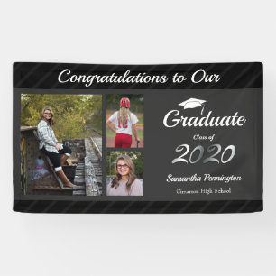 Banderoles Classe de diplôme de 2020 Collage de photos Gris