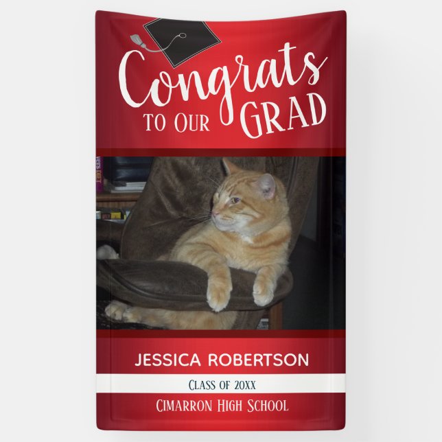 Banderoles Classe de diplômes de 2020 Photo Red Gradient (Vertical)