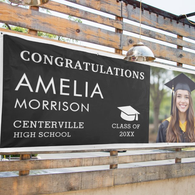 Banderoles Classe De Diplômés Photo Black White (Créateur téléchargé)