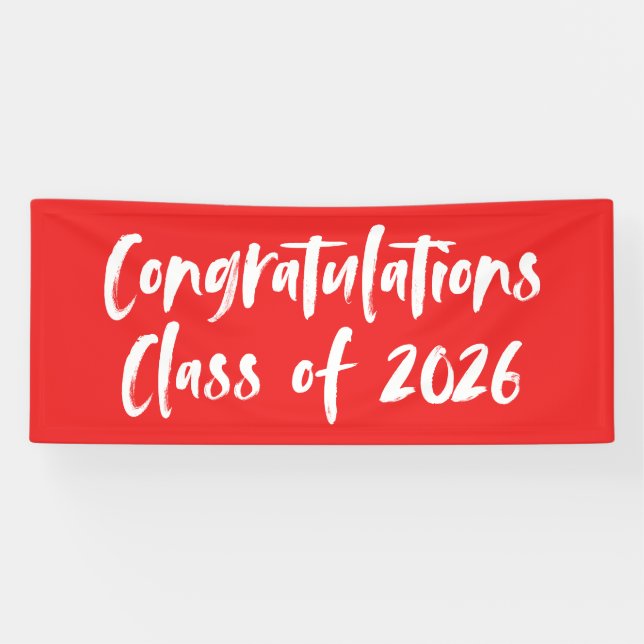 Banderoles Classe de félicitations de 2025 Red Graduation (Horizontal)