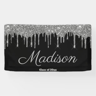 Banderoles Classe de Graduation Party Black Silver sur mesure