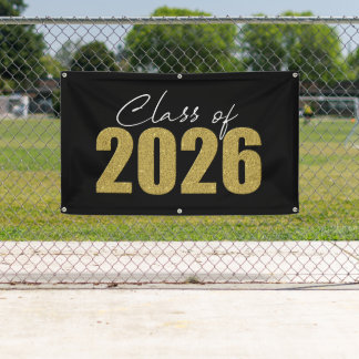 Banderoles Classe de Parties scintillant d'or de 2026