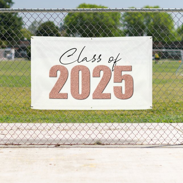 Banderoles Classe de Parties scintillant or rose de 2025 (En situation)