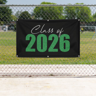 Banderoles Classe de Parties scintillant verte de 2026