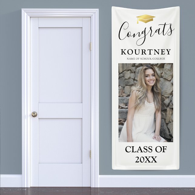 Banderoles Classe de Porte de Diplôme Photo 2025 Élégante (Créateur téléchargé)