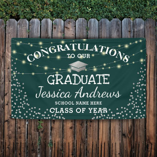 Banderoles Classe élégante Green & Sliver de 2025 Graduation