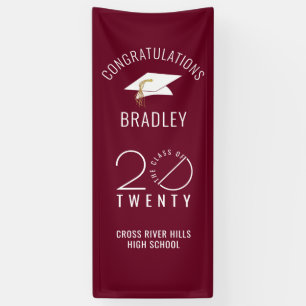 Banderoles CLASSE Moderne DE 20XX Maroon Porte de Graduation