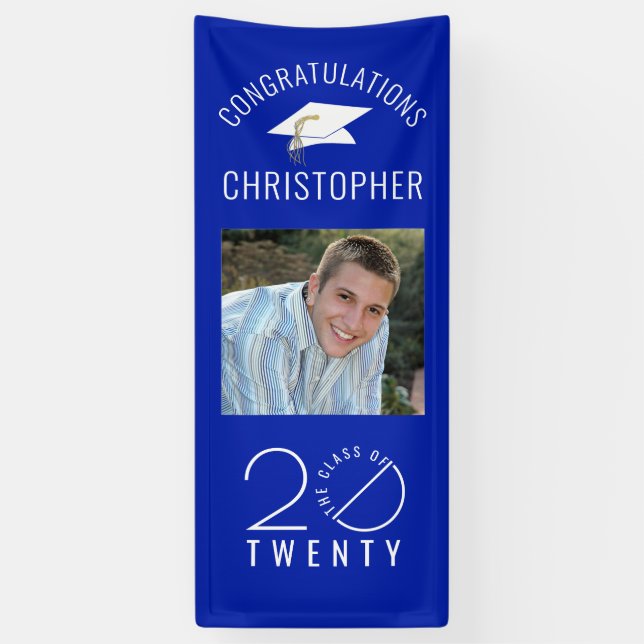 Banderoles CLASSE Moderne DE 20XX Photo Royal Blue Graduation (Vertical)