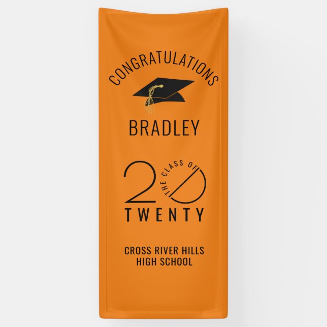 Banderoles CLASSE Moderne DE 20XX Porte Orange Graduation (Vertical)
