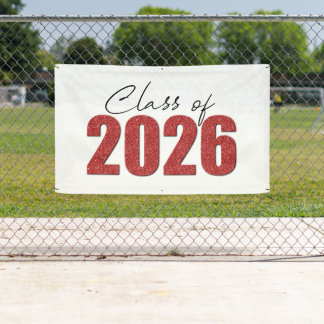 Banderoles Classe Parties scintillant rouge de 2026
