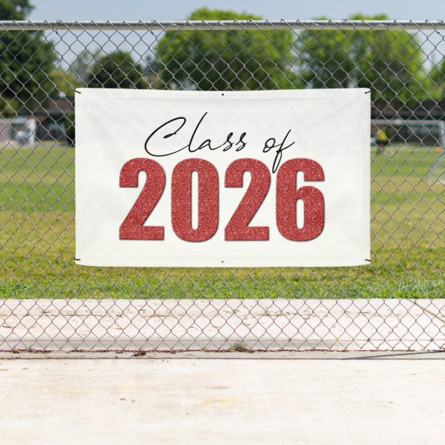 Banderoles Classe Parties scintillant rouge de 2026 (En situation)