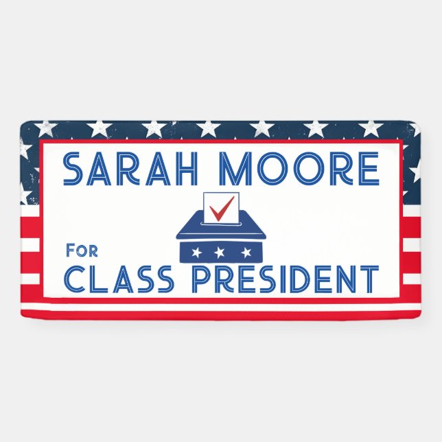 Banderoles Classe Vote" École électorale bleue et rouge (Horizontal)