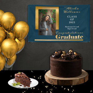 Banderoles Classy Elegant Gold Text Graduate Photo