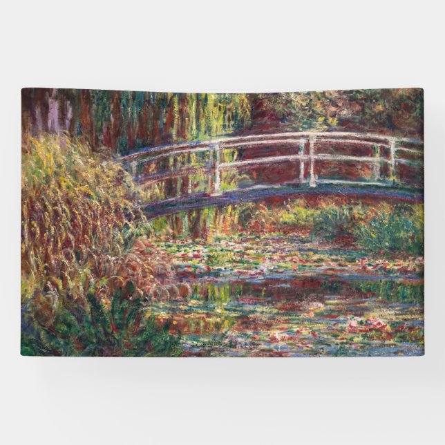 Banderoles Claude Monet - Eau Lily étang, Harmonie rose (Horizontal)