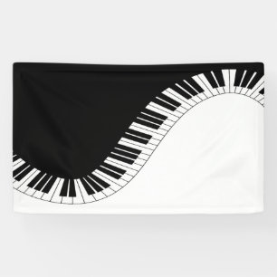 Banderoles Clavier de piano design de musique noir et blanc