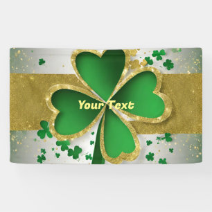 Banderoles Clocher Or Et Vert 4 Feuilles